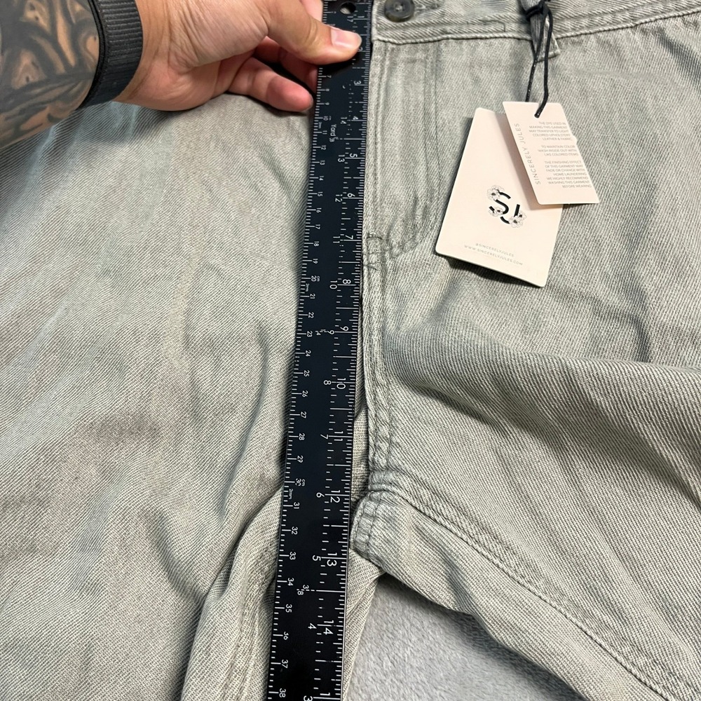 NWT Sincerely Jules Womens 9/29 Wide Leg Denim Pants Gray Green High Rise Boho - Picture 6 of 12